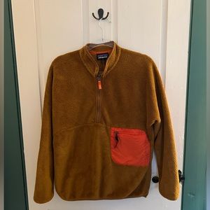 Patagonia pullover fleece, one pocket, women’s medium, butternut squash/orange